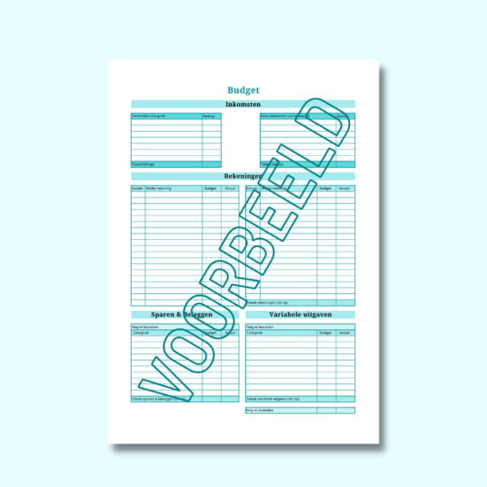 Budget sheet printable